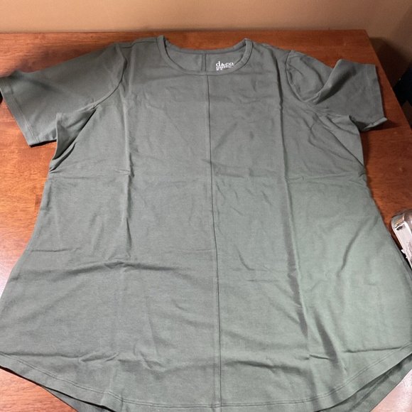 D&Co. Essentials Women's Top Sz 1 XL  Short Sleeve T-Shirt Green Seam In Center - Picture 2 of 10